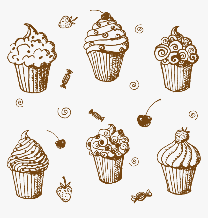 Bocetos De Cupcakes - Drawings Of Cup Cakes, HD Png Download, Free Download