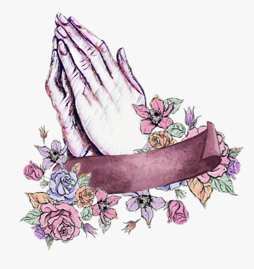 watercolor #prayers #praying #pray #prayinghands #hands - Praying Hands  With Flowers, HD Png Download - kindpng
