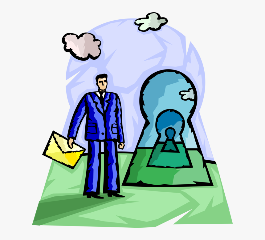 Vector Illustration Of Businessman With Keyhole Passageway - Cartoon, HD Png Download, Free Download