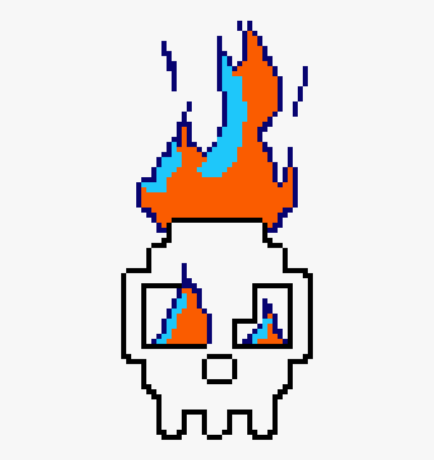 Transparent Fire Skull Png - Skull Pixel Art Fire, Png Download, Free Download