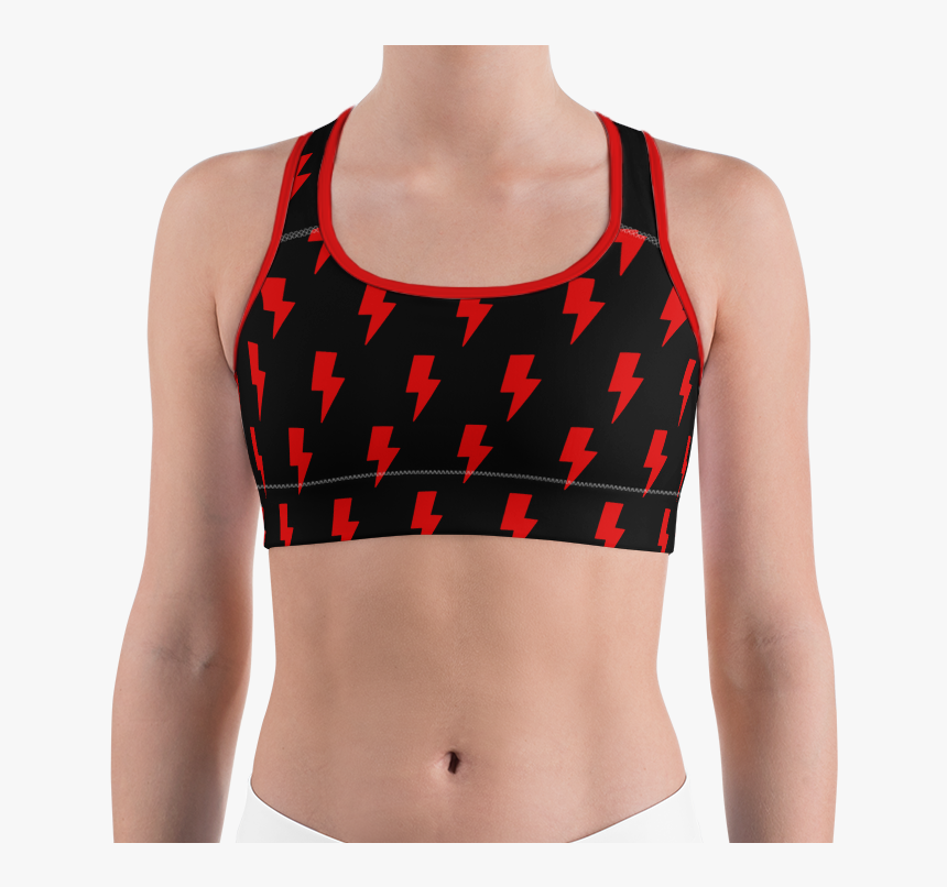 Red & Black Lightning Bolts Sports - Red And Black Stripe Tank Top Crop Top, HD Png Download, Free Download