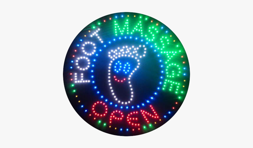 Led Flashing Foot Massage Open Sign - Circle, HD Png Download, Free Download