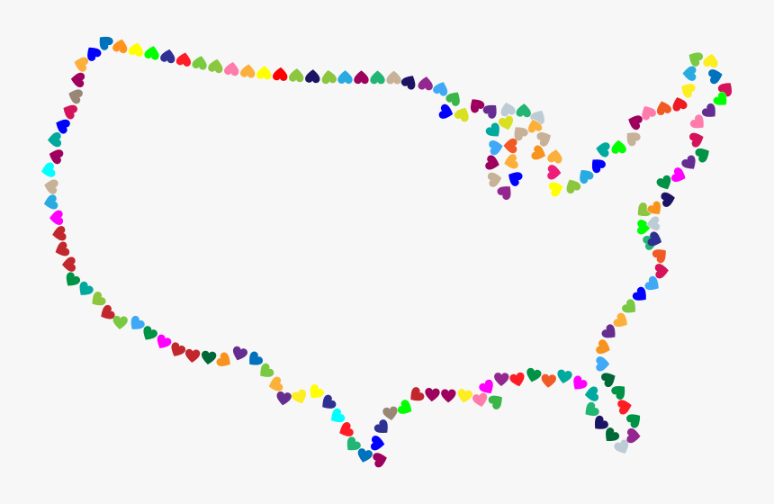 Prismatic Hearts United States Map - States Clip Art, HD Png Download, Free Download