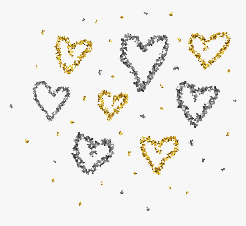 #hearts #confetti #silverandgold #silver #gold #glitter - Illustration, HD Png Download, Free Download