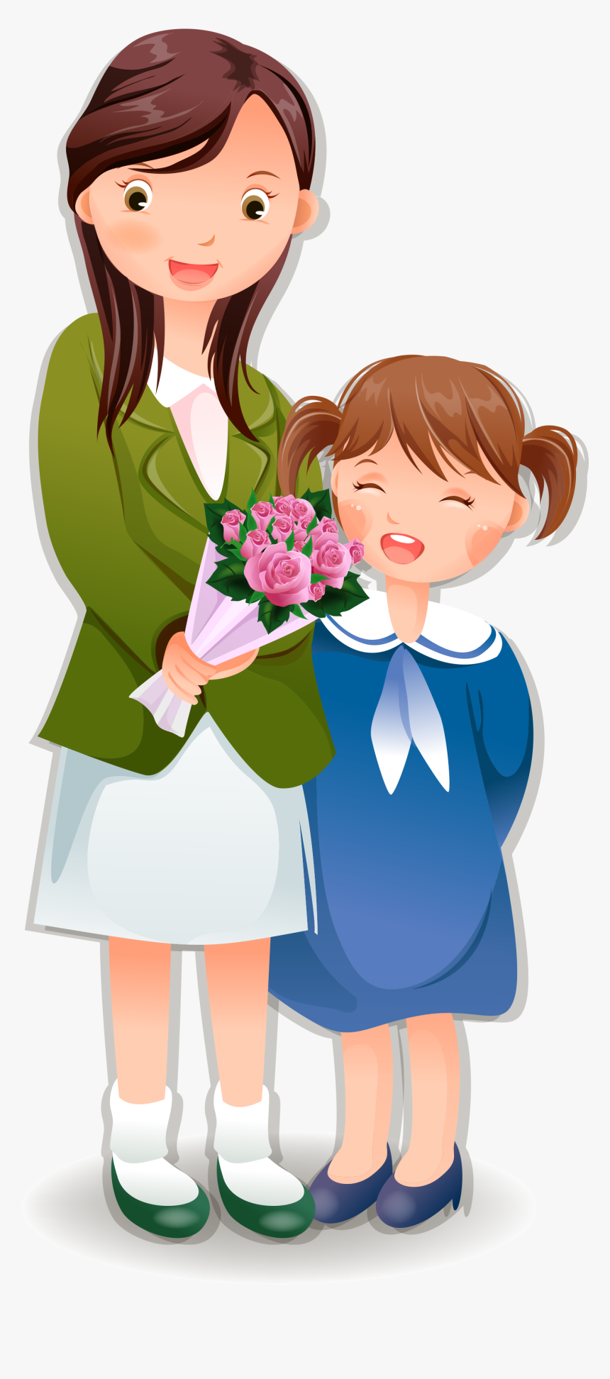 Clipart Student Hug Vector Transparent Library Mother - Teacher And Student Png, Png Download, Free Download