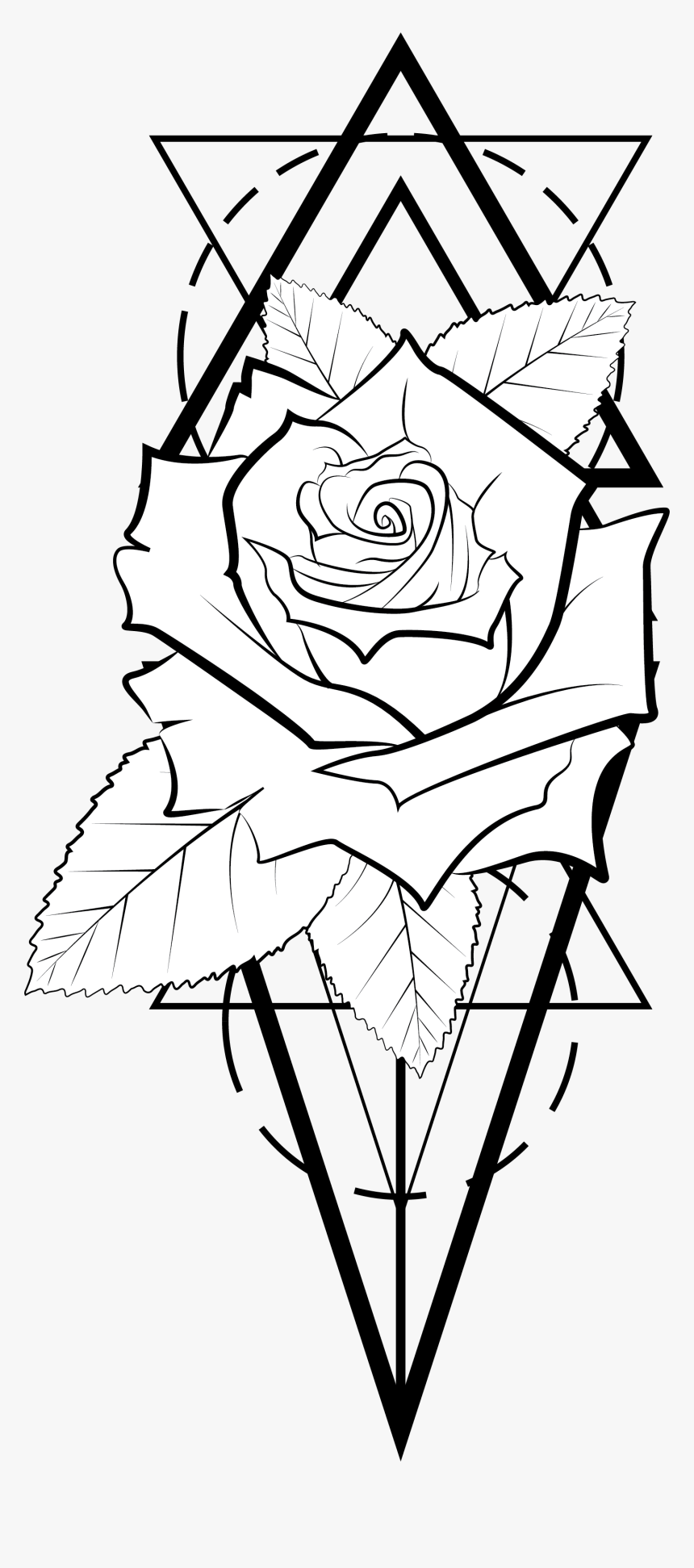 Geometric Rose Tattoo, - Transparent Geometric Tattoo Png, Png Download, Free Download