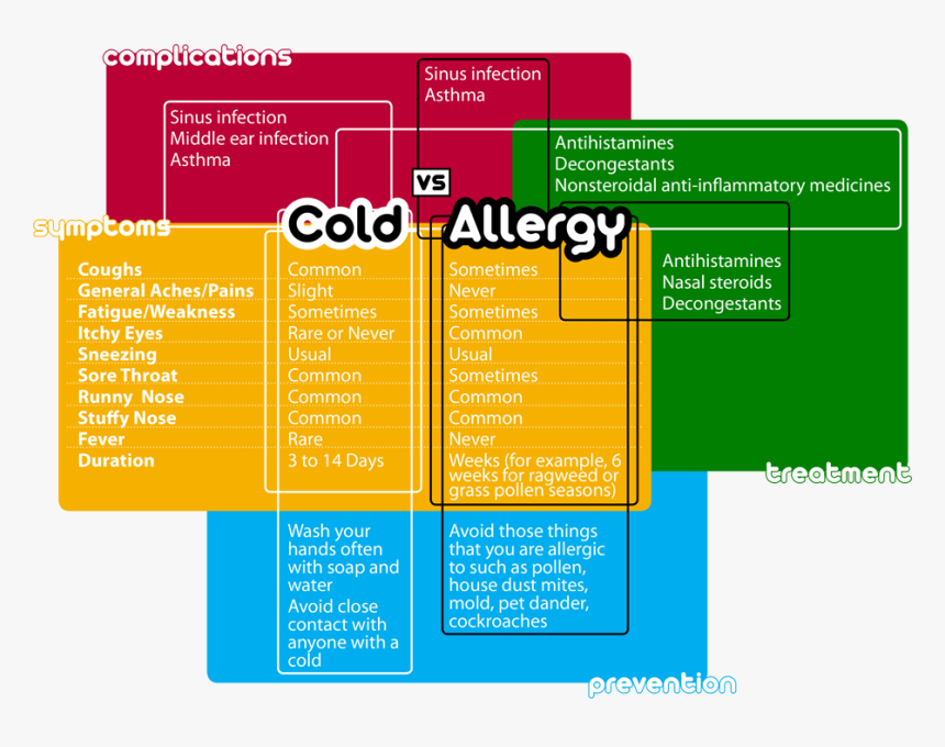 Allergy Cold , Png Download - Sinus Infection Vs Cold Vs Allergies, Transparent Png, Free Download