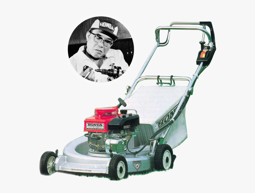 Front Three-quarter Facing Honda Lawnmower With Soichiro - Old Honda Lawn Mower, HD Png Download, Free Download