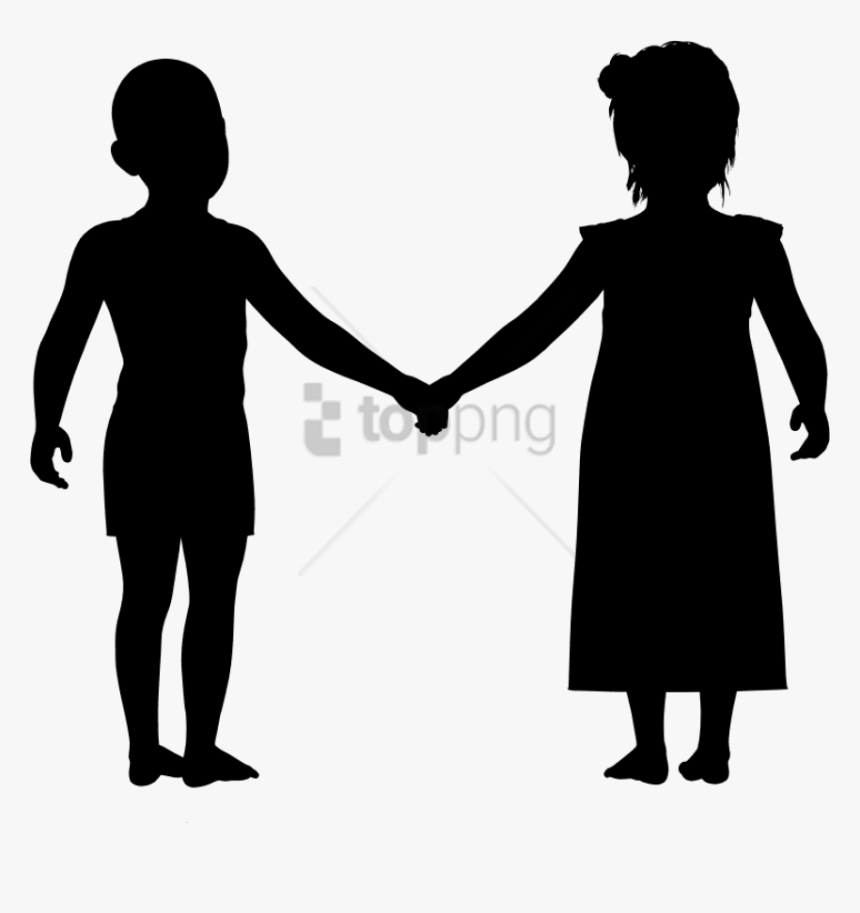 Free Png Download Boy And Girl Holding Hands Silhouette - Boys And Girls Silhouette, Transparent Png, Free Download