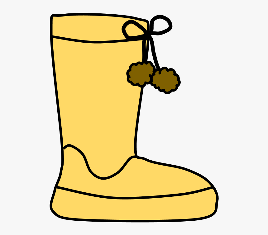 Boots, Pom-poms, Snow, Rain, Yellow, Tan - Boots Clipart, HD Png Download, Free Download