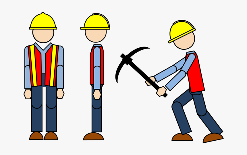 Man Clipart Construction - Construction Worker Drawing Easy, HD Png Download, Free Download