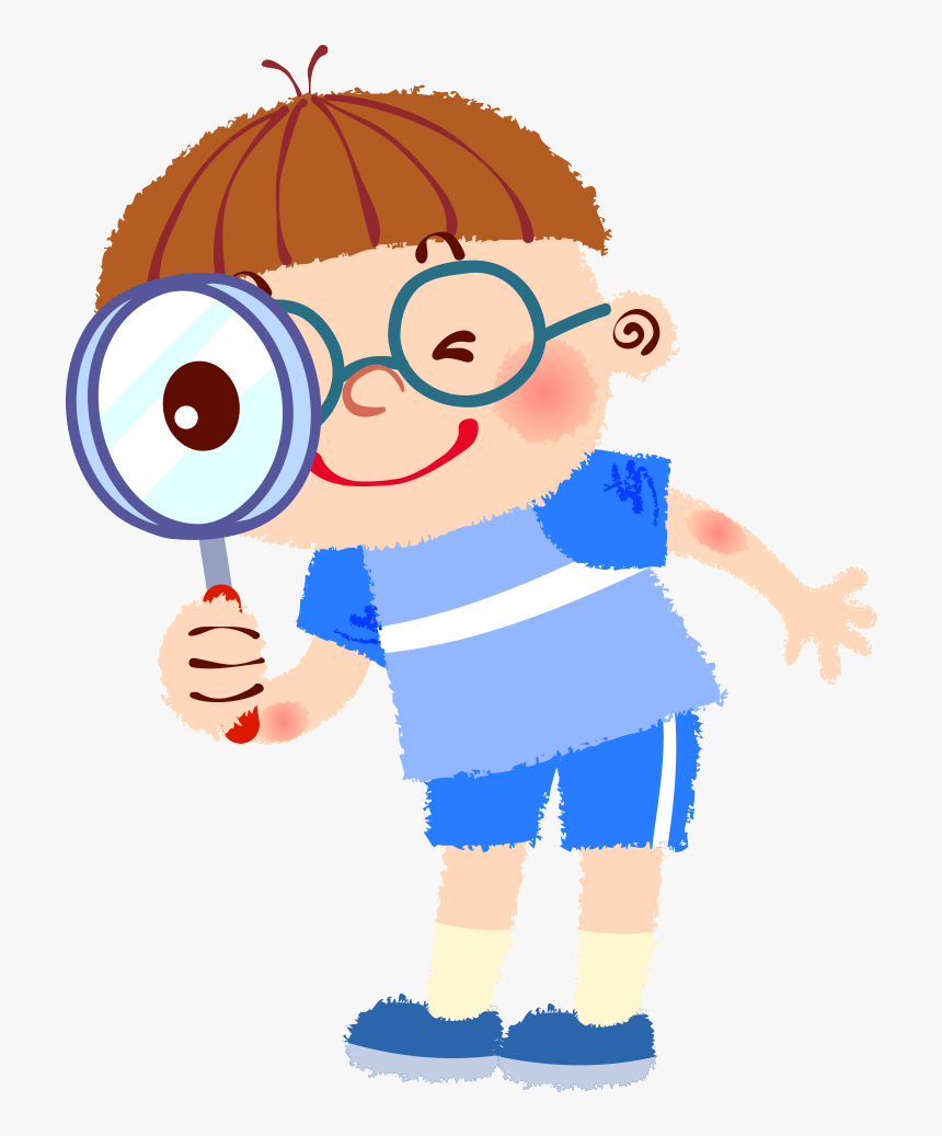 Magnifying Glass Illustration - Kid With Magnifying Glass Clipart, HD Png Download, Free Download