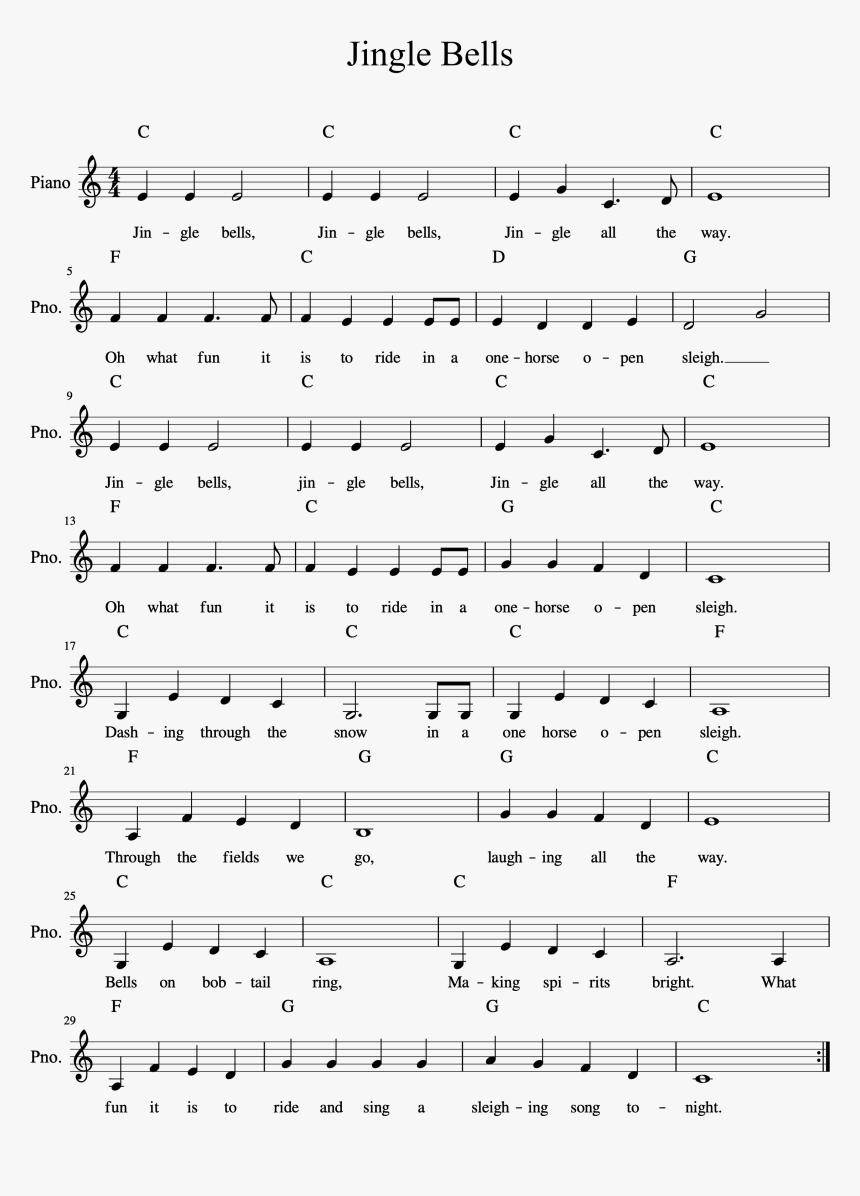 Transparent Jingle Bells Png - Sheet Music, Png Download, Free Download