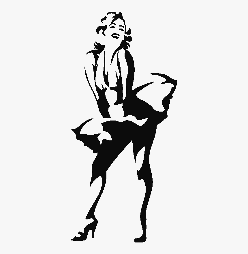 Wall Decal Stencil Silhouette Art - Marilyn Monroe Black And White Silhouette, HD Png Download, Free Download