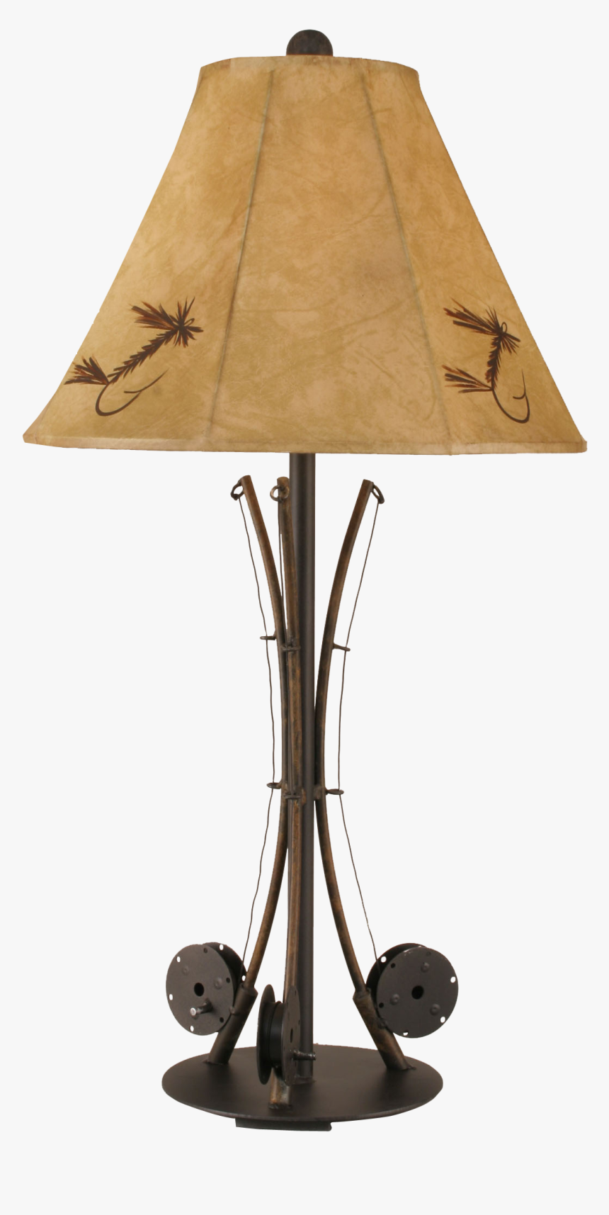 Rustic 3 Fishing Pole Table Lamp - Lampshade, HD Png Download, Free Download