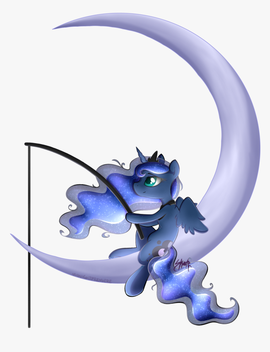 , Fishing Rod, Moon, Parody, Princess Luna, Safe, Simple - Illustration, HD Png Download, Free Download