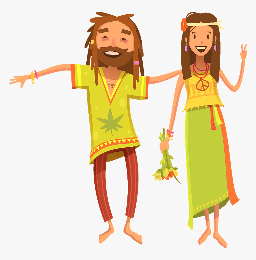 Hippie Couple Clipart - Cartoon, HD Png Download - kindpng