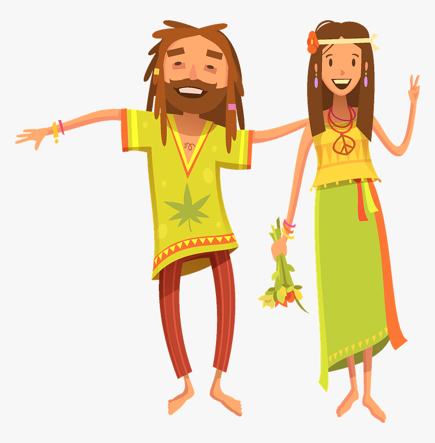 Hippie Couple Clipart - Cartoon, HD Png Download, Free Download