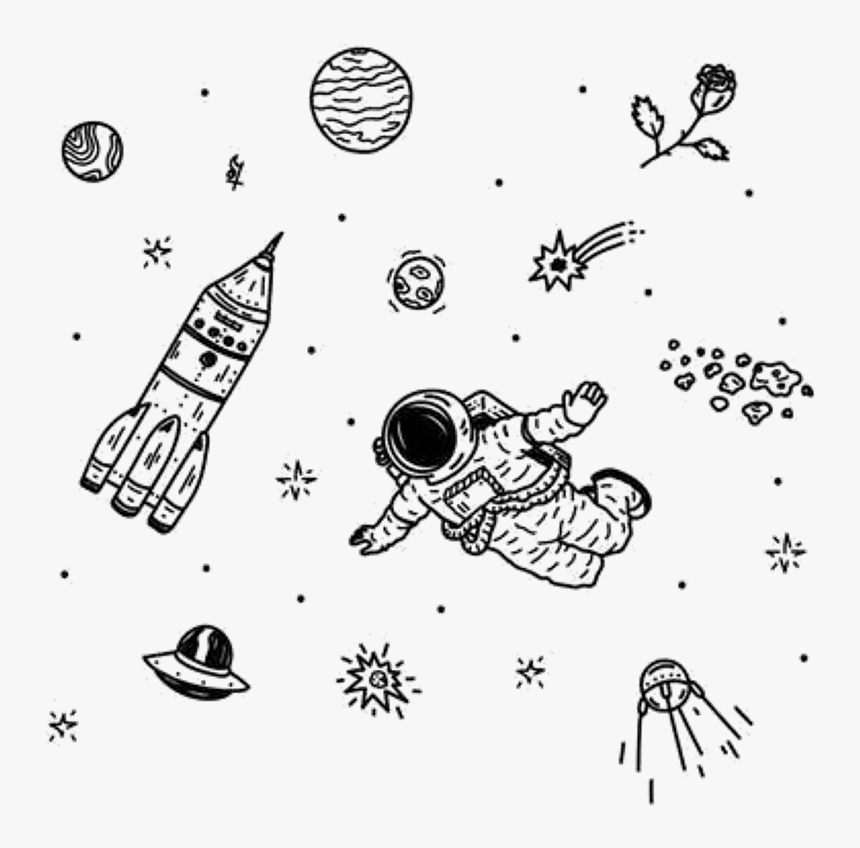 Aesthetic Space Tumblr Sticker Moon Stars Astrology - Aesthetic Drawings Outer Space, HD Png Download, Free Download