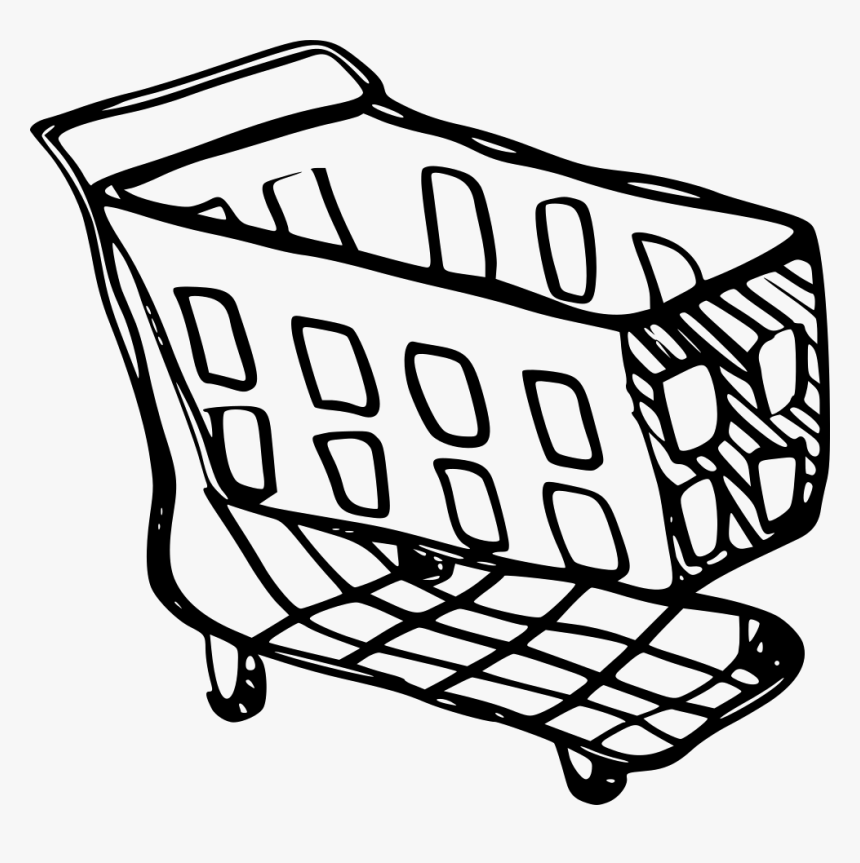 Cart Drawing Shopping Basket - Shopping Cart Sketch Png Transparent, Png Download, Free Download