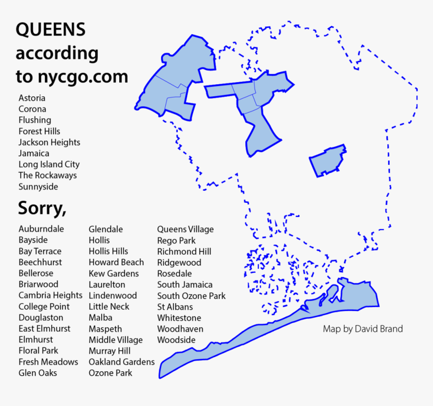 The Eagle Made A Map Of Queens Based On The Nyc Tourism - Map Of Queens Neighborhoods, HD Png Download, Free Download