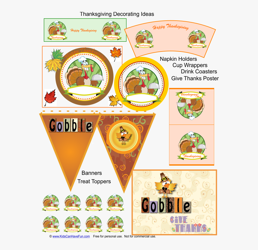 Happy Thanksgiving Turkey Place Cards , Png Download, Transparent Png, Free Download