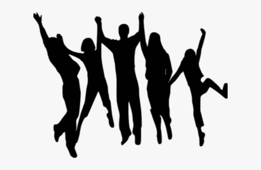 Happy People Clipart - People Jumping Silhouette Png, Transparent Png, Free Download