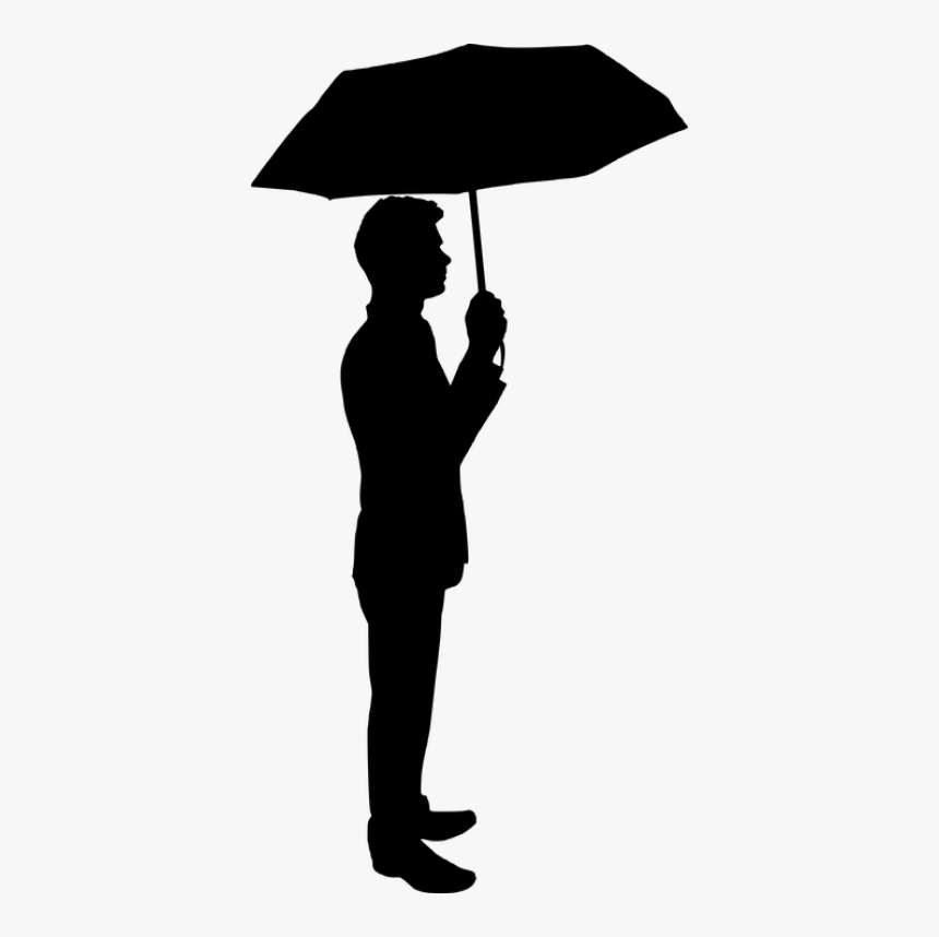 Man Holding Umbrella Silhouette, HD Png Download, Free Download