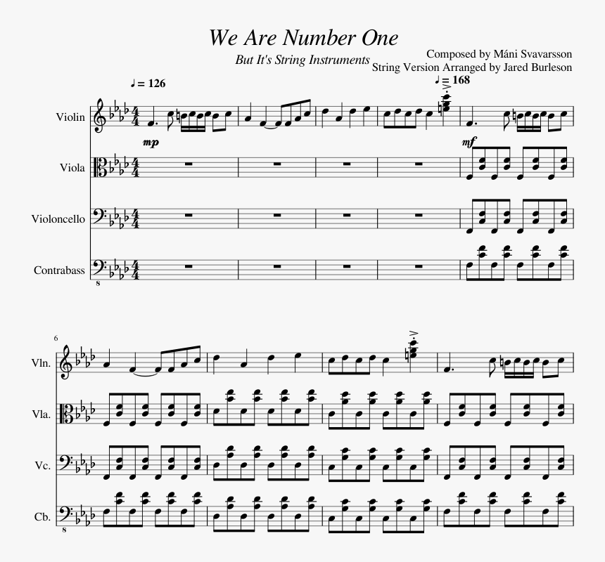 We Are Number One Sheet Music Composed By Composed - We Are Number One Violin Sheet Music, HD Png Download, Free Download