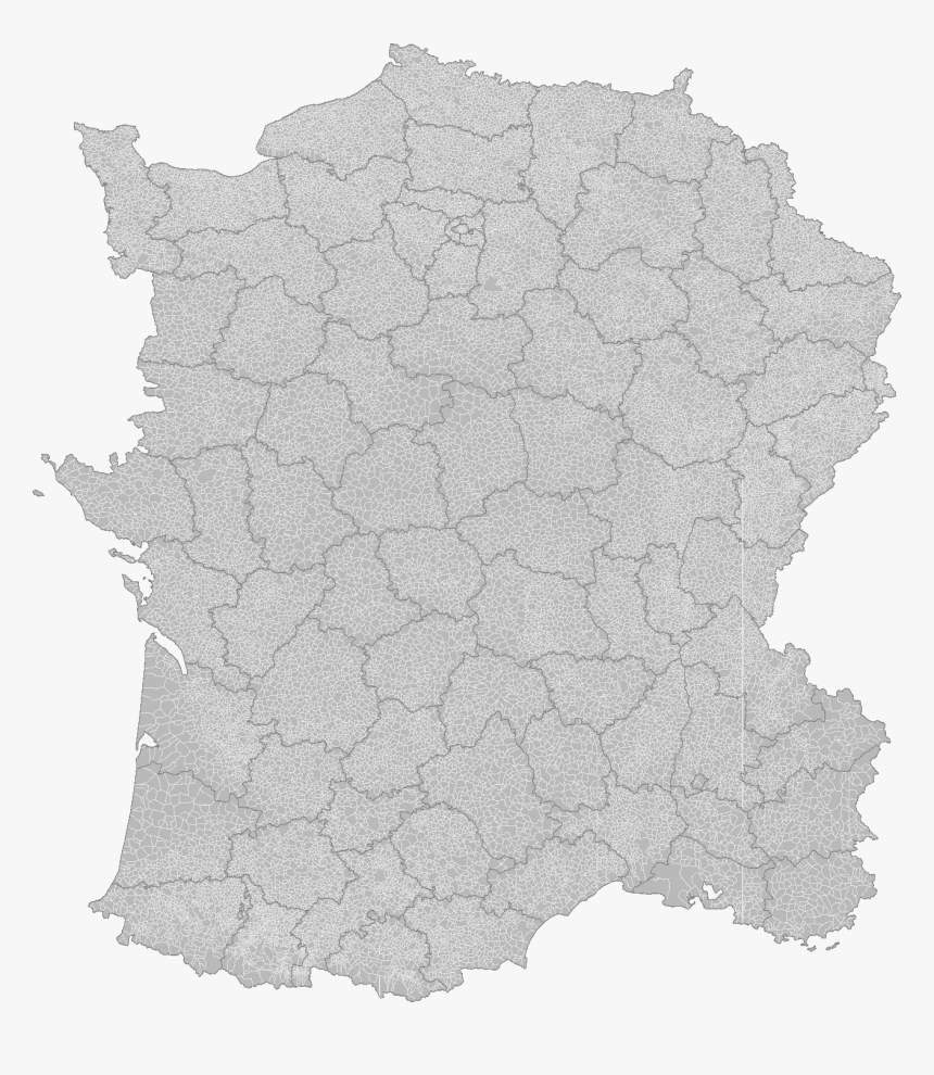 Blank Map Of France With Communes And Departments - Communes Of France Map, HD Png Download, Free Download