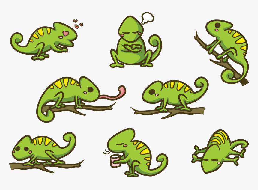 Chameleon Cartoon Illustration Vector - Dibujos De Camaleones Animados, HD Png Download, Free Download