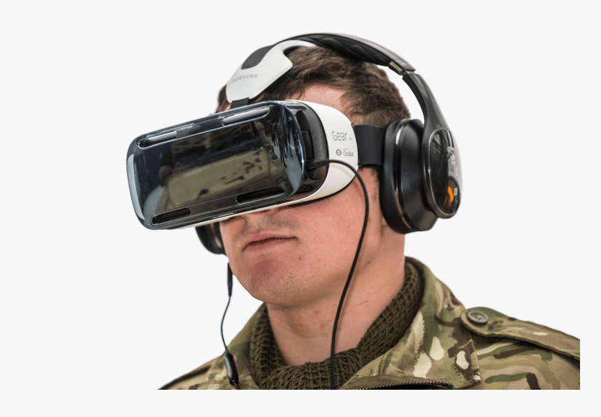 Solider Wearing A Vr Headset And Headphones For An - Vr Soldier, HD Png Download, Free Download