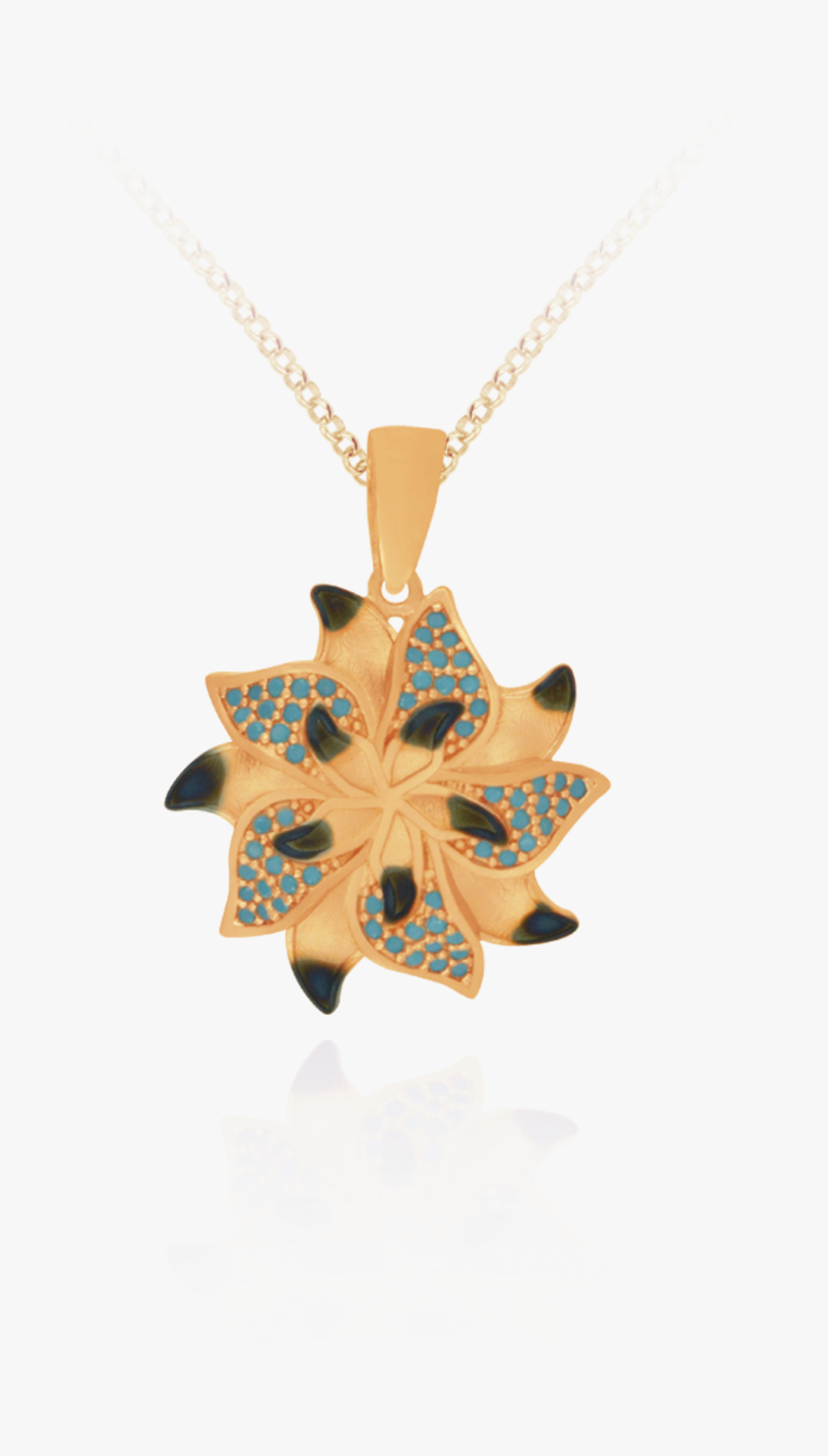 Ember Star Flower With Sparkling Blue Accents Pendant - Locket, HD Png Download, Free Download