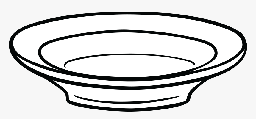 Free Clipart Of A Shallow Bowl - Plate Black And White, HD Png Download, Free Download