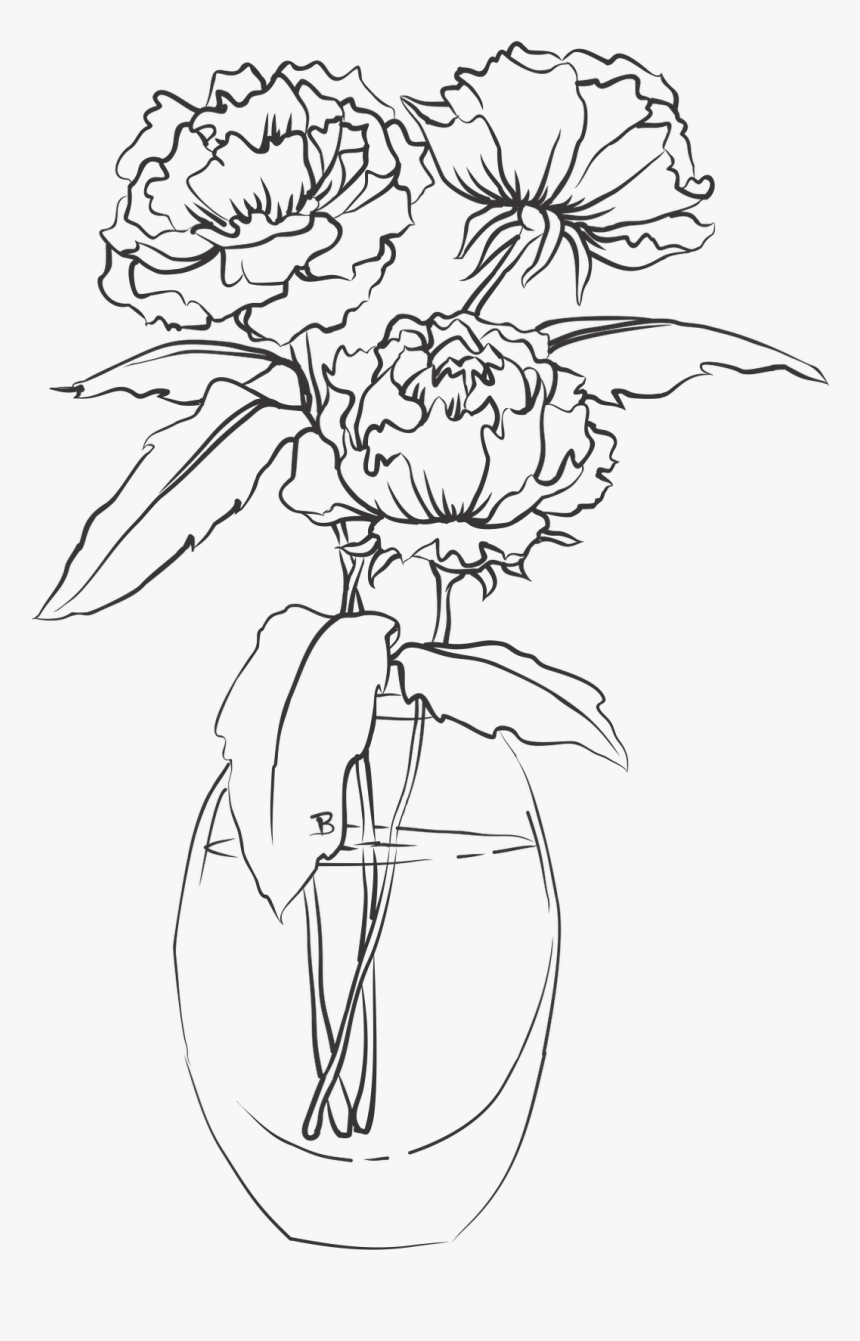 Thumb Image - Drawing Of A Vase With Flowers, HD Png Download, Free Download