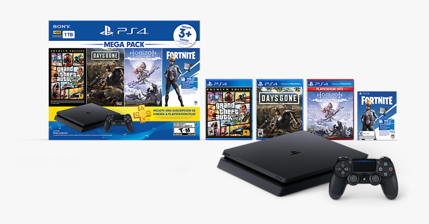 Sony Playstation 4 Slim 1tb Gta 5, Days Gone, Horizon - Ps4 Slim Mega Pack, HD Png Download, Free Download