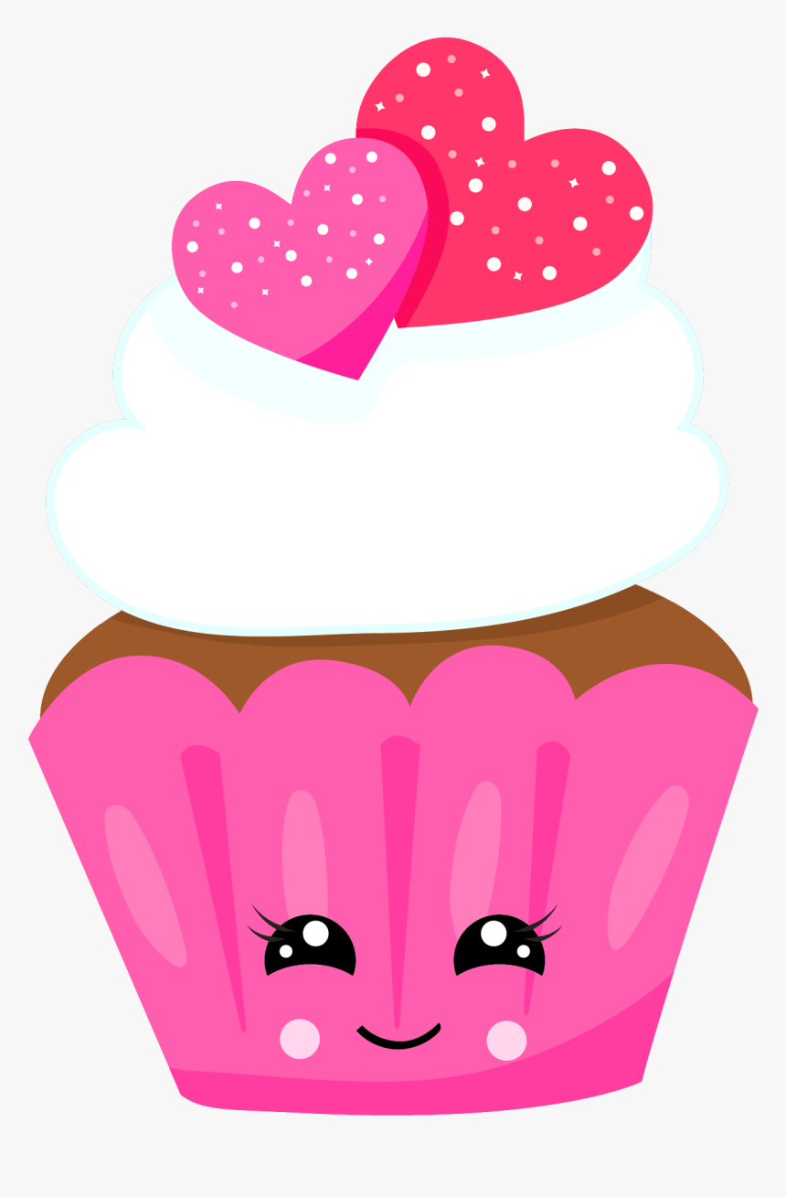 Chocolate Heart Cupcake Kawaii Decoden - Cupcake Animado Con Ojos, HD Png Download, Free Download