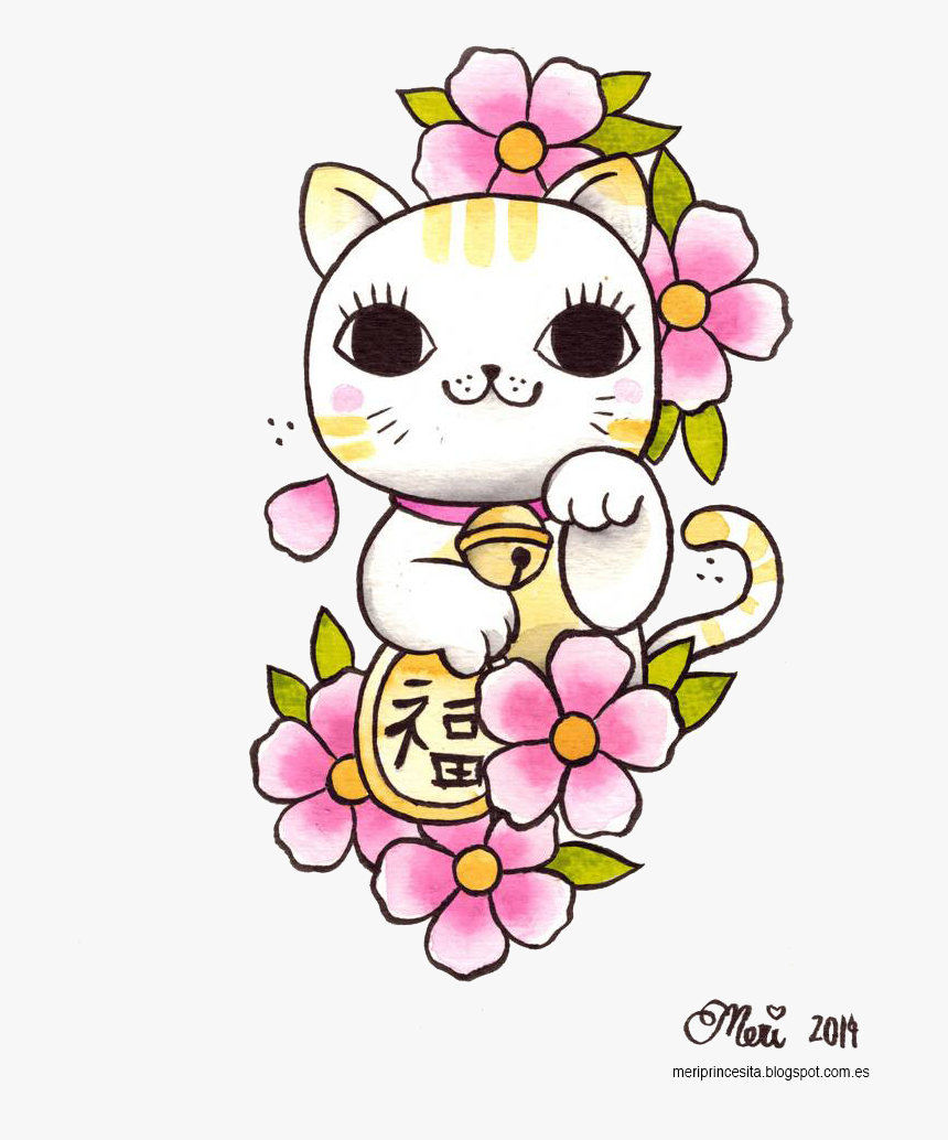 Maneki Neko Png Clipart - Maneki Neko Kawaii Tattoo, Transparent Png, Free Download