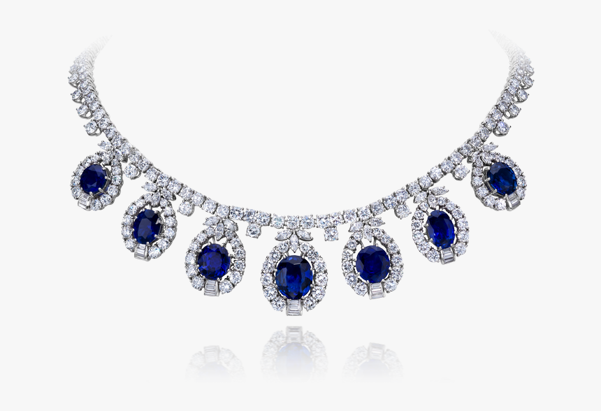 View Sapphire And Diamond Necklace - Diamond Sapphire Necklace Png, Transparent Png, Free Download