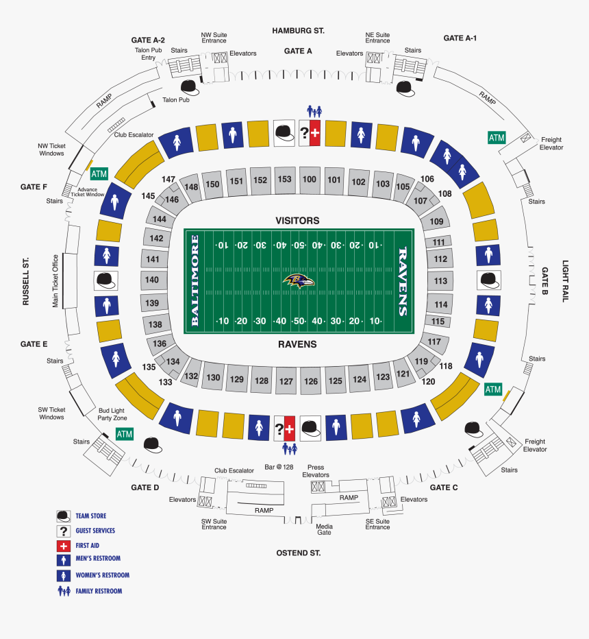 Baltimore Ravens Stadium Map M T Bank Diagrams - Stadium Map Transparent Background, HD Png Download, Free Download
