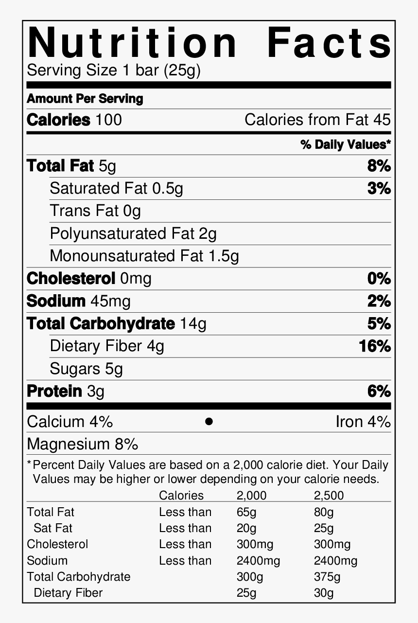 Health Warrior Bars - Hershey Kiss Nutrition Facts, HD Png Download, Free Download