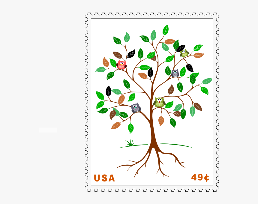 Postage Stamp - Brown And Green Tree Clipart, HD Png Download, Free Download