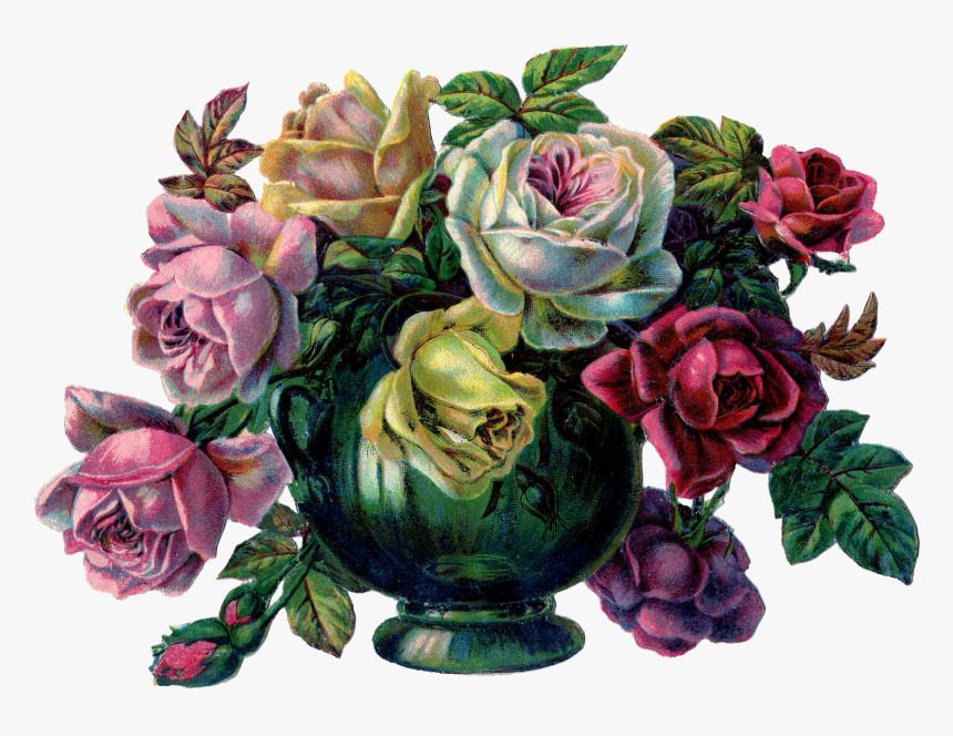 Drawing "roses In A Vase" - Flowers In Bowls Png, Transparent Png, Free Download