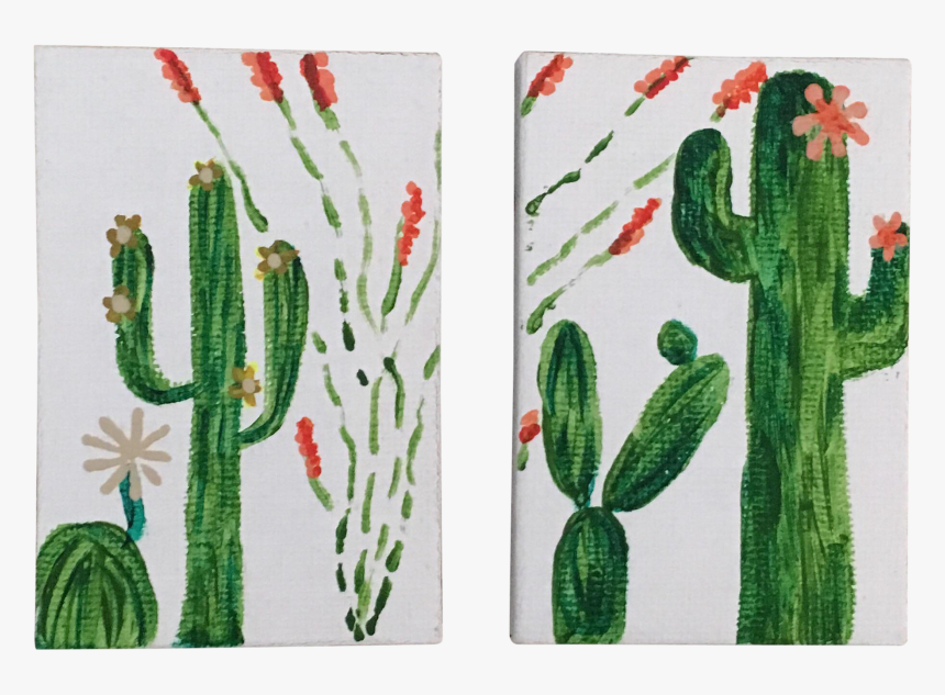 Mini Boho Chic Cactus Paintings - Saguaro, HD Png Download, Free Download