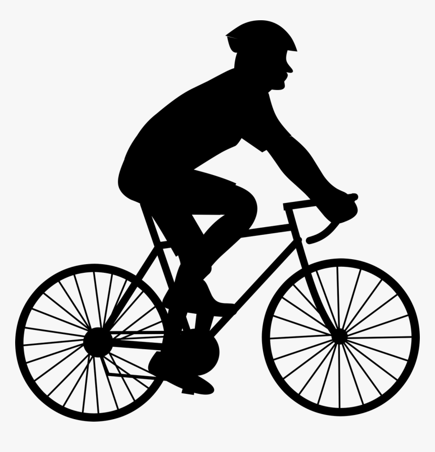 Silhouette Wheel Cyclist Free Picture - Man On Bike Silhouette, HD Png Download, Free Download