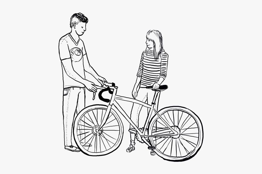 Person On Bicycle Sketch Png, Transparent Png, Free Download