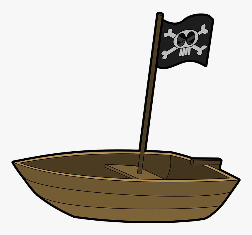 Small Pirate Boat With A Flag Vector Graphics - Boat Clip Art, HD Png Download, Free Download