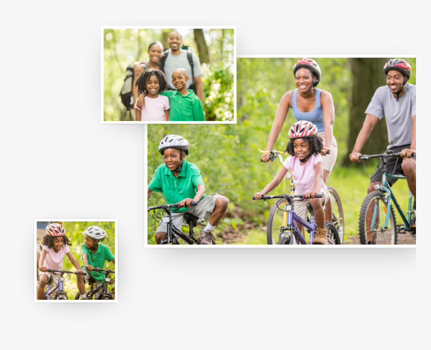 Family Of Four Riding Bikes - Hybrid Bicycle, HD Png Download, Free Download