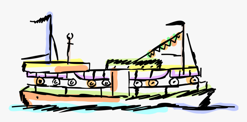 Vector Illustration Of Ferry Or Ferryboat Watercraft - Ferry Boat Clipart, HD Png Download, Free Download