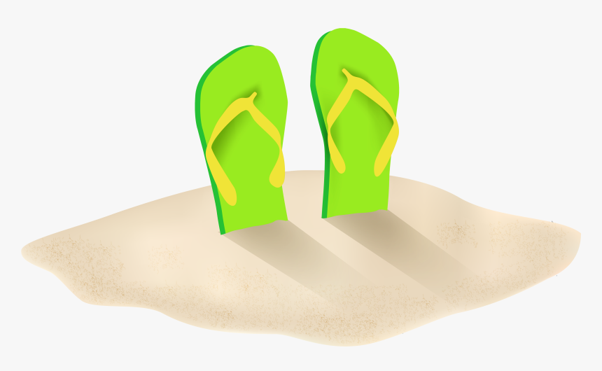 Lapel Flops Pin Flip Sand Computer Green Clipart - Flip Flops In Sand Clipart, HD Png Download, Free Download